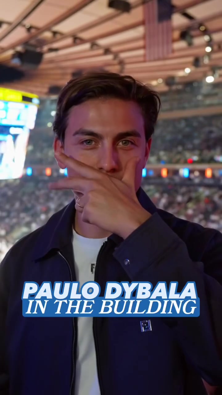j9九游会老哥俱乐部交流迪巴拉看NBA了！纽约尼克斯社媒晒现场视频：迪巴拉标志庆祝动作